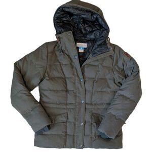 Columbia Army Olive Green Puffer Winter Coat Women’s Size M Hooded